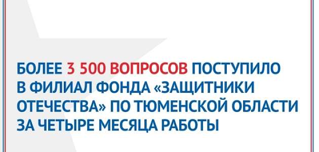 В филиале фонда «Защитники Отечества» в Тюменской области подвели итоги работы за 4 месяца.